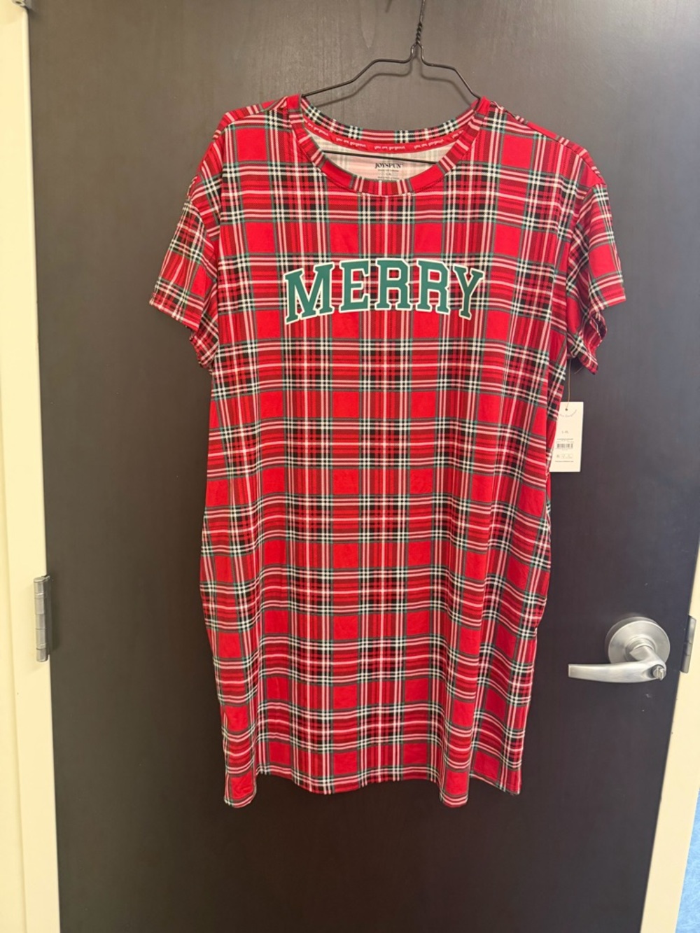 JoySpun Red Plaid Holiday Nightgown Cozy Soft Size Large - XL